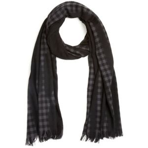John Varvatos Black Gingham Pigment Print Scarf